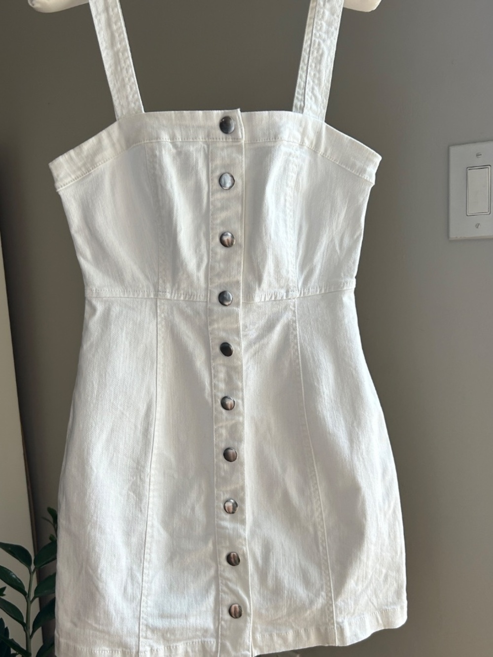 Forever 21 White Denim Button Down Mini Dress S